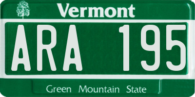 VT license plate ARA195
