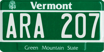 VT license plate ARA207