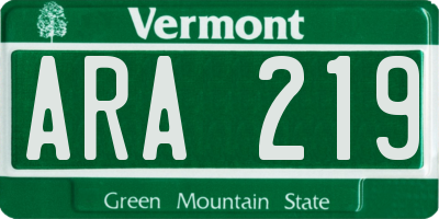 VT license plate ARA219