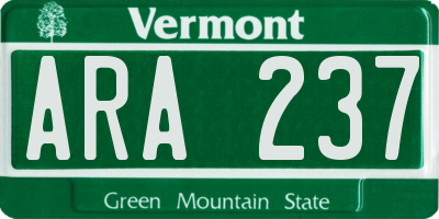 VT license plate ARA237