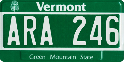 VT license plate ARA246