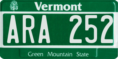 VT license plate ARA252
