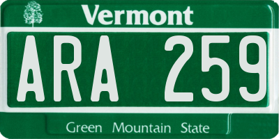 VT license plate ARA259
