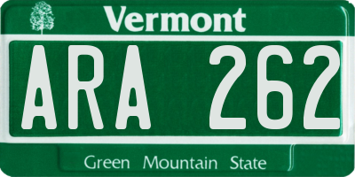 VT license plate ARA262