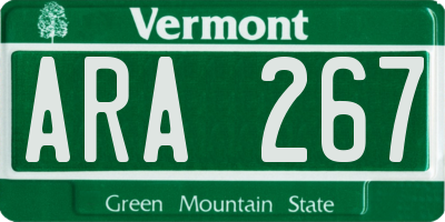 VT license plate ARA267