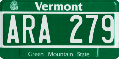 VT license plate ARA279