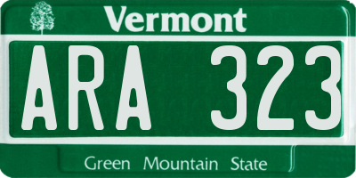 VT license plate ARA323
