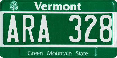 VT license plate ARA328