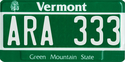 VT license plate ARA333