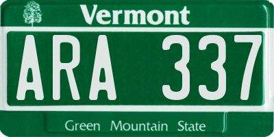 VT license plate ARA337