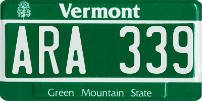 VT license plate ARA339