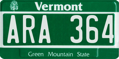 VT license plate ARA364