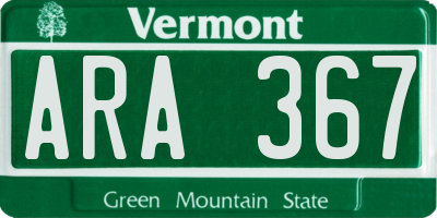 VT license plate ARA367