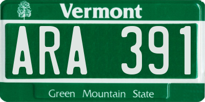 VT license plate ARA391