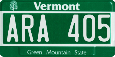 VT license plate ARA405