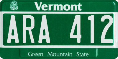 VT license plate ARA412