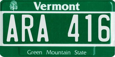 VT license plate ARA416