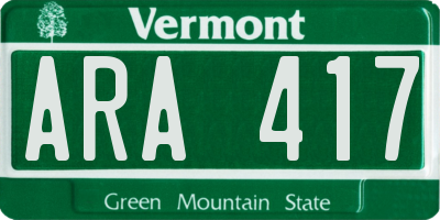VT license plate ARA417