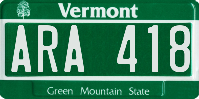 VT license plate ARA418