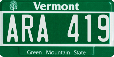 VT license plate ARA419