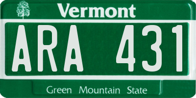 VT license plate ARA431