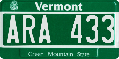 VT license plate ARA433