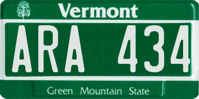 VT license plate ARA434