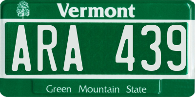 VT license plate ARA439