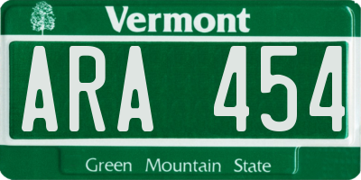 VT license plate ARA454