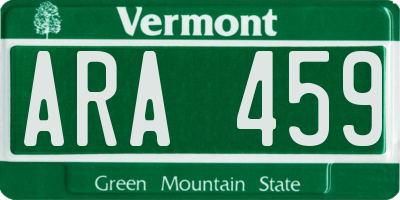 VT license plate ARA459
