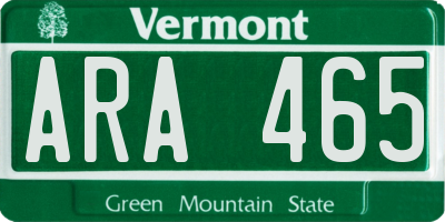 VT license plate ARA465