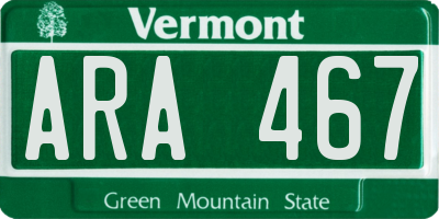 VT license plate ARA467