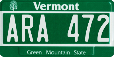 VT license plate ARA472