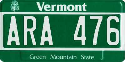 VT license plate ARA476