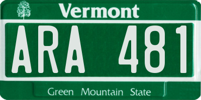 VT license plate ARA481