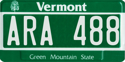 VT license plate ARA488