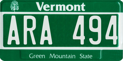 VT license plate ARA494
