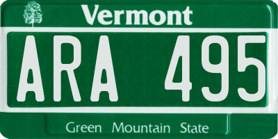 VT license plate ARA495