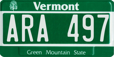VT license plate ARA497