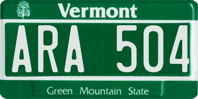 VT license plate ARA504