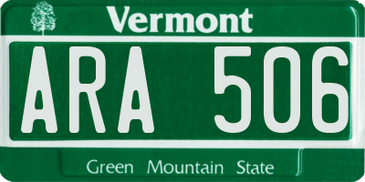 VT license plate ARA506
