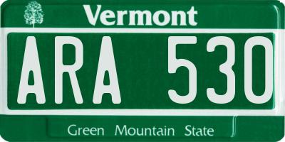 VT license plate ARA530