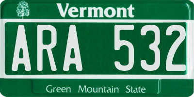 VT license plate ARA532