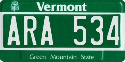 VT license plate ARA534