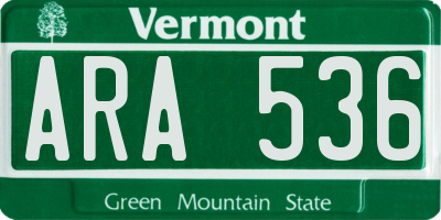 VT license plate ARA536