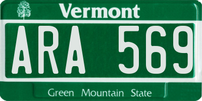 VT license plate ARA569