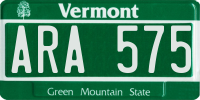 VT license plate ARA575