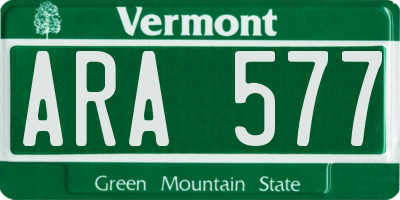 VT license plate ARA577