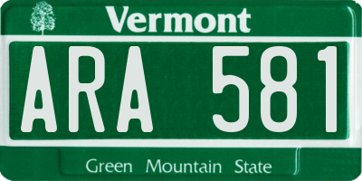 VT license plate ARA581