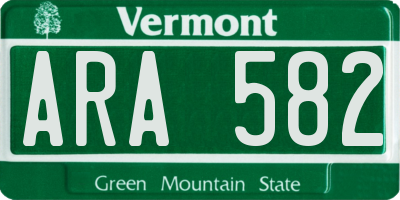 VT license plate ARA582